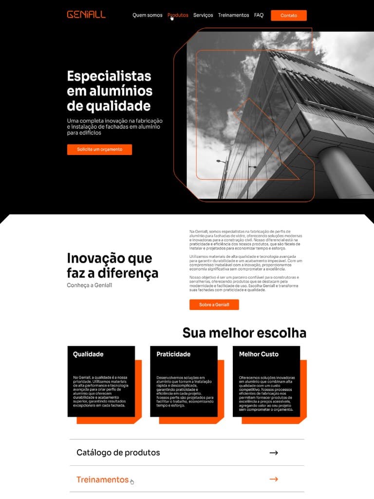 Preview de site com foco em serviços